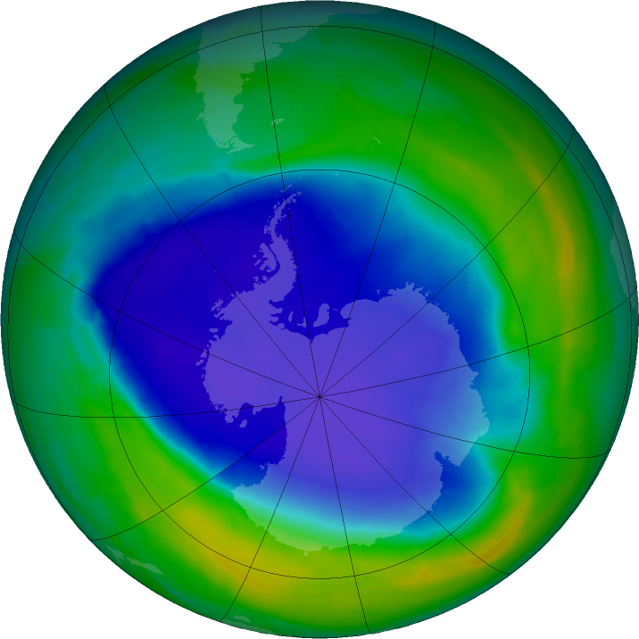 Antarctic ozone map for 09 November 2015